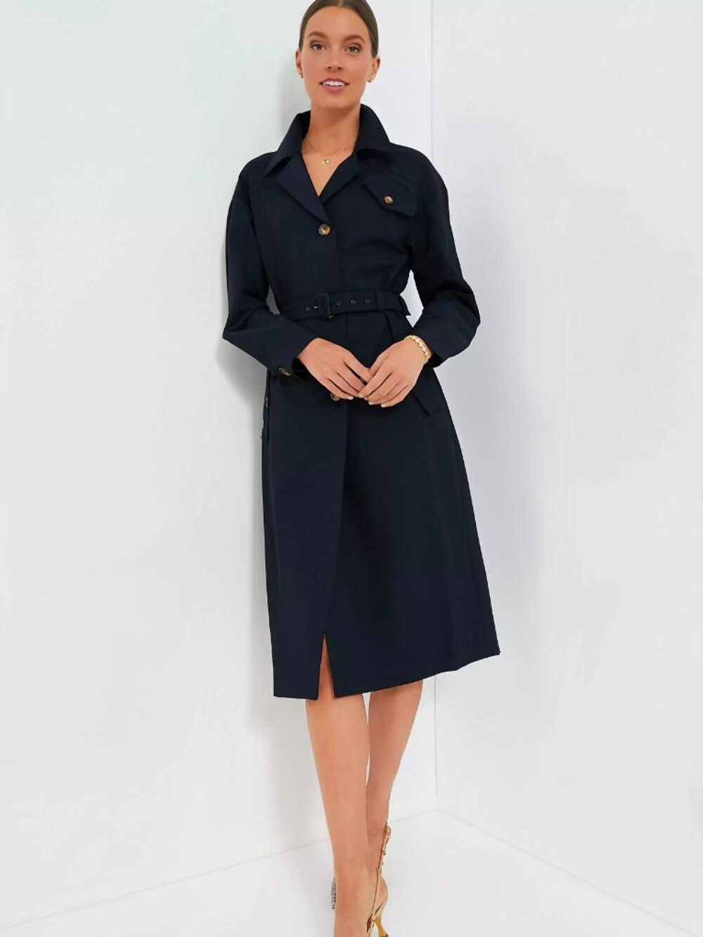 NWT Tuckernuck Navy Long Trench Coat sz M (No Belt)